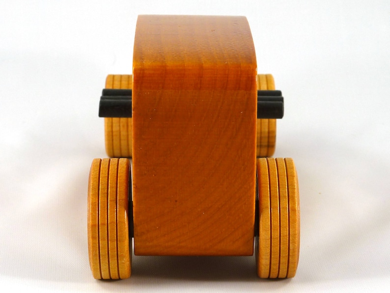 Handmade Wood Toy Car Hot Rod 1932 Sedan Finished With Amber Shellac And Trimmed With Metallic Saphire Blue And Black Acrylic Paint From My Hot Rod Collection