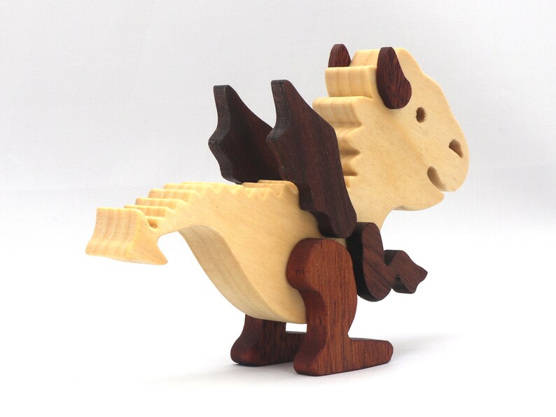 Handmade mythical fantasy dragon figurine crafted from select hardwoods and finished with custom mineral oil and wax blend from my Buddies Dragons Collection.