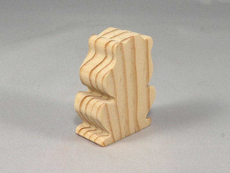 Handmade Wooden Toy Frog Cutout, Unfinished, Unpainted, Paintable, Ready to Paint, Freestanding, Chunky, and Stackable