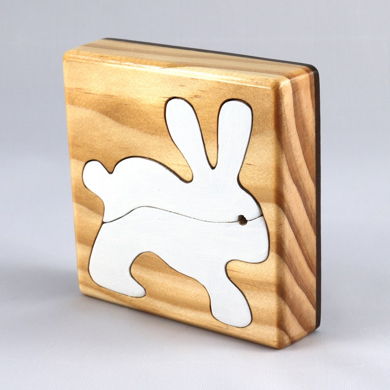 Wood Puzzle Bunny Rabbit, Handmade from Select Grade Hardwood and Hand Painted Animal Puzzle From My Puzzle Pals Collection