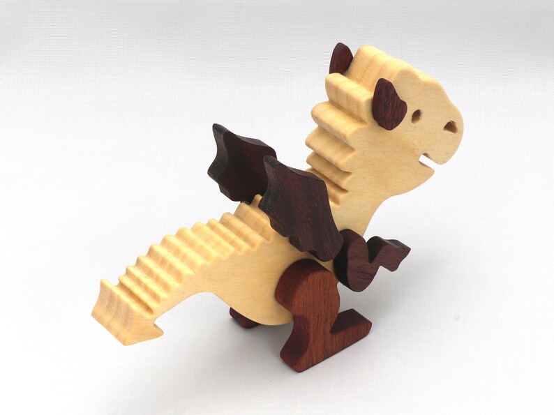 Handmade mythical fantasy dragon figurine crafted from select hardwoods and finished with custom mineral oil and wax blend from my Buddies Dragons Collection.