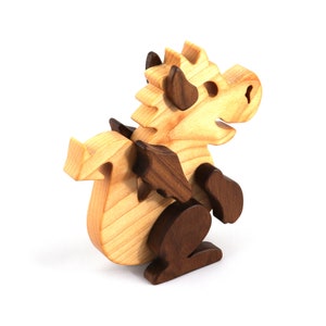 Wood Baby Dragon Fantasy Animal Figurine Handmade From Select Grade Hardwoods And Finished With Mineral Oil And Beeswax