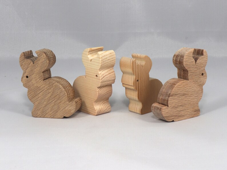 Handmade freestanding wood toy bunny rabbit cutout unpainted, sanded, and ready to paint from my Itty Bitty Animal Collection.