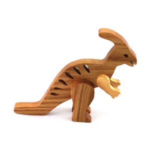 Handmade toy dinosaur figurine parasaurolophus hand finished and made from select grade hardwoods from my Buddies Dinos Collection