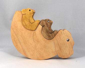 Wooden Koala Family Puzzle, Mom, and Joeys, Handmade and Finished Freestanding and Stackable Toy Animal - Made To Order