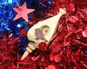Wooden Miniature Birdhouse Ornament