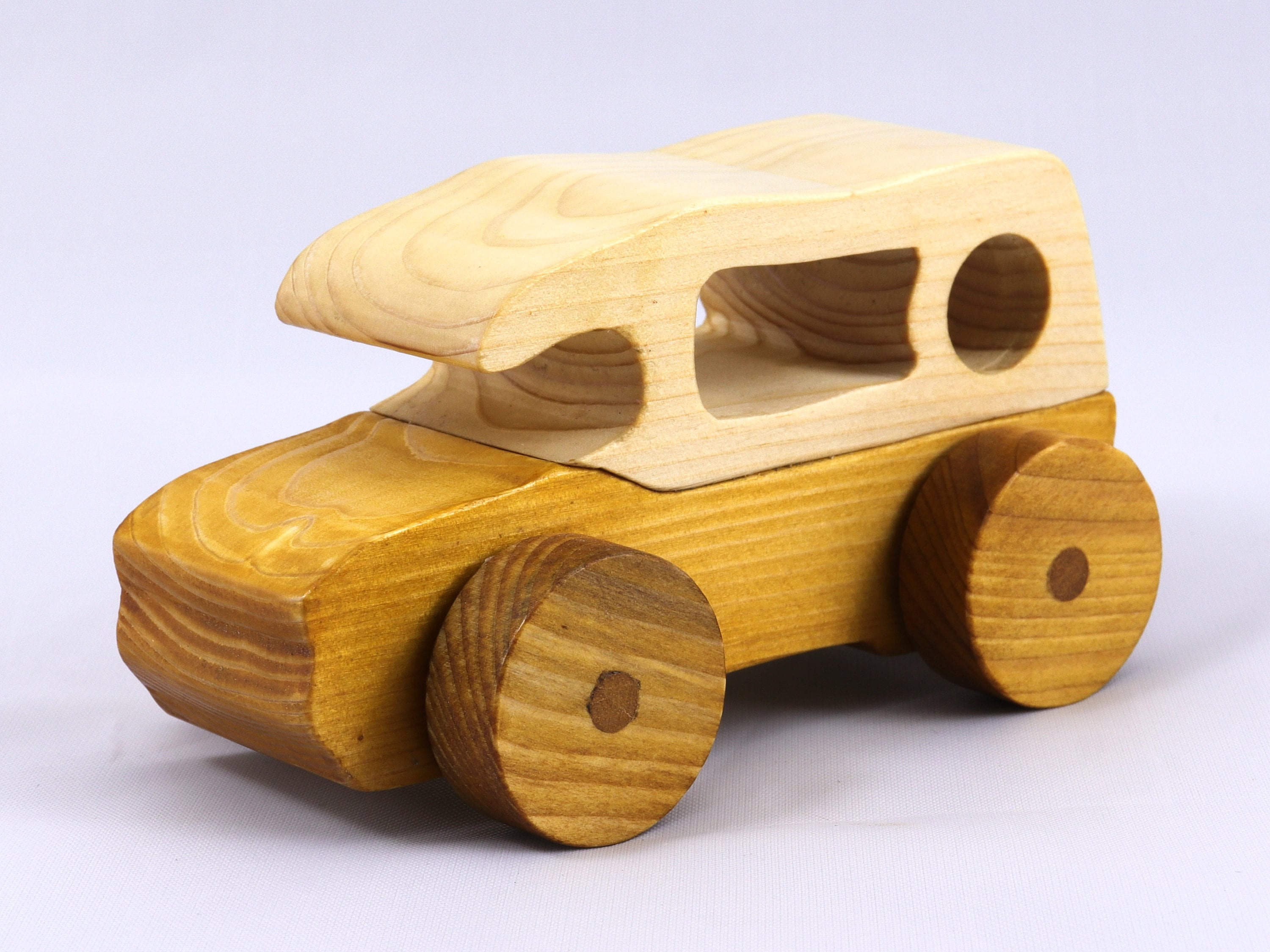 置物 WOODEN CAR Wooden Toy Car: Speedy Wheels Collection Minivan, Shellac Finish