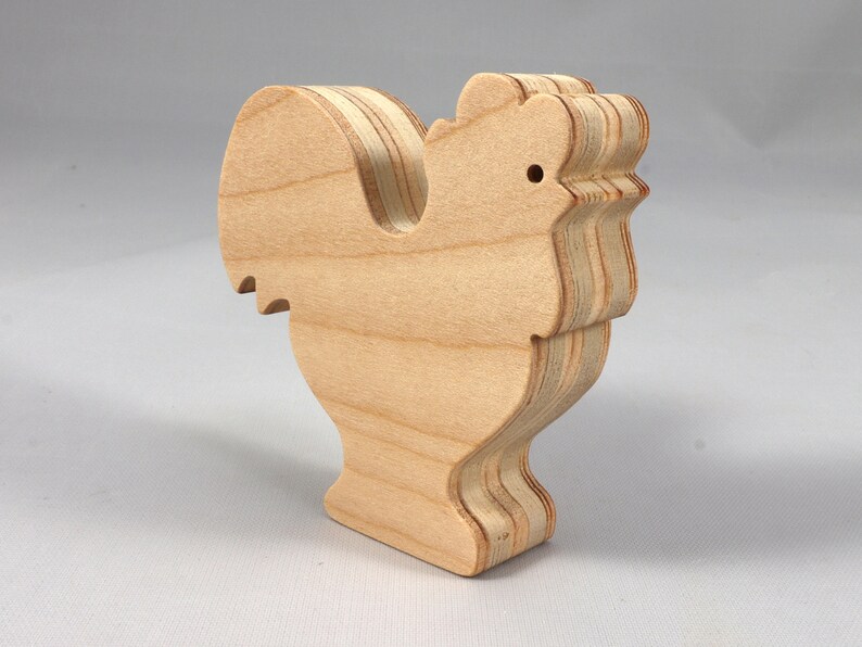 Wood Toy Rooster/Chicken Blank Cutout, Handmade, Unfinished, Unpainted, Paintable, and Ready to Paint From My Itty Bitty Animal Collection