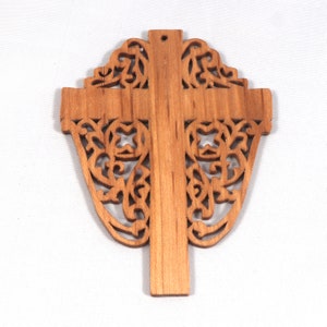 Wooden Fretwork Cross Ornament Handmade and Finished