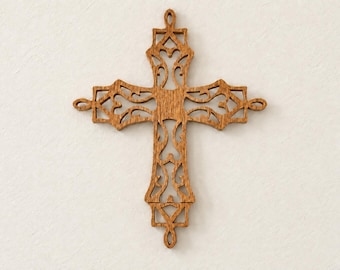 Handmade Wooden Cross Wall Decor, Victorian Fretwork, Reclaimed Hardwood, 10 Inch Christian Wall Art