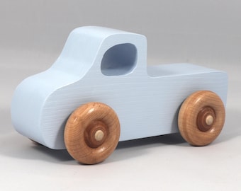 Wood Toy Truck: Large Play Pal Pickup Painted Pale Blue