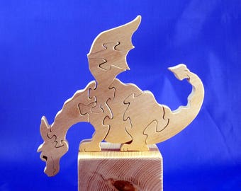 Dragon Puzzle for Toddlers to Adults, Handmade, Freestanding, Unfinished, Fantasy Animal