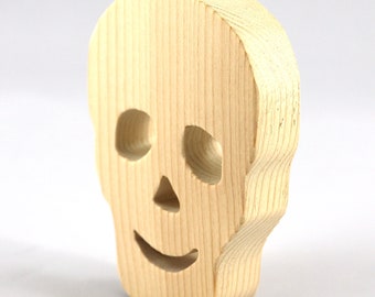 Wooden Halloween Skull Cutout Unfinished Unpainted Ready to Paint