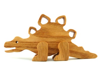 Handmade Wooden Dinosaur Figurine: Stegosaurus