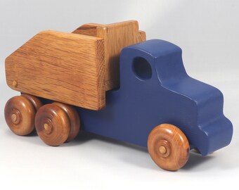 Handmade Wooden Toy Dump Truck: Custom Colors, Five Truck Fleet