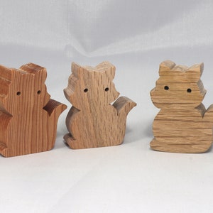 Handmade wood toy kitten cutout made from unfinished wood. It is sanded and ready to paint. It is freestanding and an excellent pretend toy that can also be used for crafts.