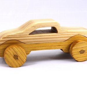 Wooden Toy Car Handmade and Finished with a Two-Tone Clear and Amber Shellac From My Speedy Wheels Collection
