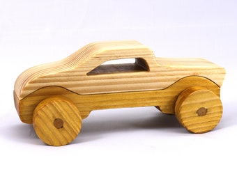 Wooden Toy Car Handmade and Finished with a Two-Tone Clear and Amber Shellac From My Speedy Wheels Collection