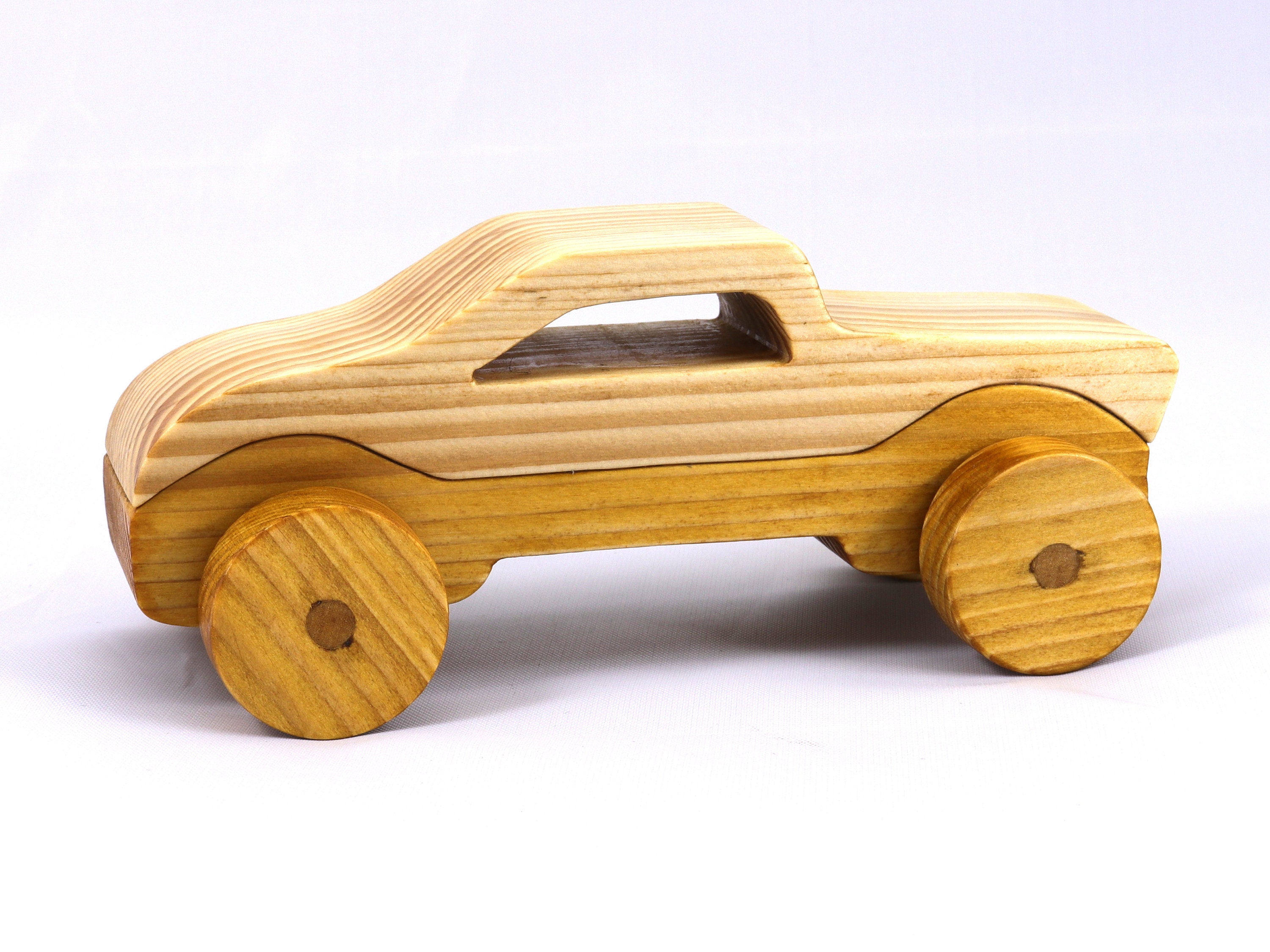 Wooden Toy Car Handmade and Finished With a Two-tone Clear and