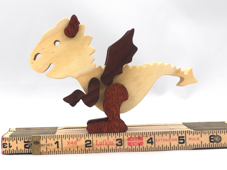Wood Baby Dragon Fantasy Animal Figurine Handmade From  Select Grade Hardwoods and Finished With A Custom Blend of Mineral Oil and Waxes From My Buddies Dragons Collection