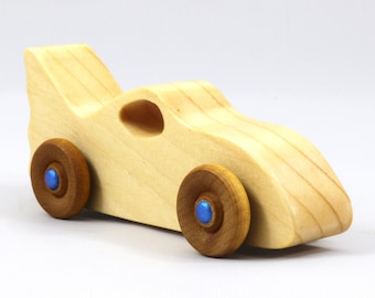 Wooden Toy Bat Car: Shellac Finish, USA Made