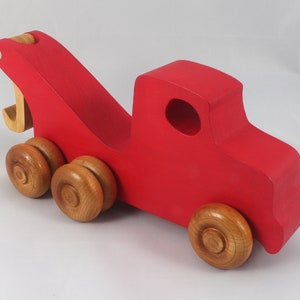 Handmade Wooden Toy Tow Truck: Custom Painted