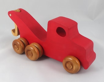 Wooden Toy Tow Truck, Handmade and Painted in Your Choice of Colors From My Easy 5 Truck Fleet Collection, Made To Order