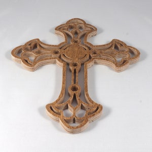 This beautiful handmade rustic fretwork cross is made from reclaimed hardwood flooring samples and adds a touch of rustic elegance to your home.