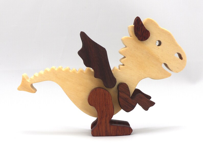 Handmade mythical fantasy dragon figurine crafted from select hardwoods and finished with custom mineral oil and wax blend from my Buddies Dragons Collection.