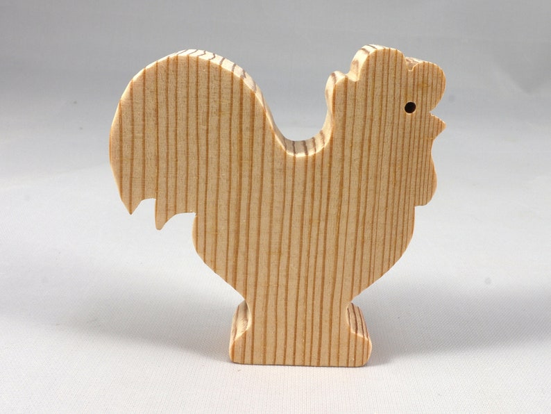 Wood Toy Rooster/Chicken Blank Cutout, Handmade, Unfinished, Unpainted, Paintable, and Ready to Paint From My Itty Bitty Animal Collection