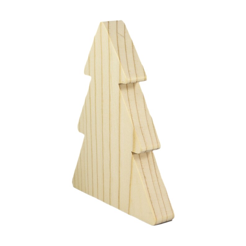 Handmade Wood Christmas Tree Cutout Unfinished Freestanding Sanded Paintable and Ready to Paint for Crafts and Decoration
