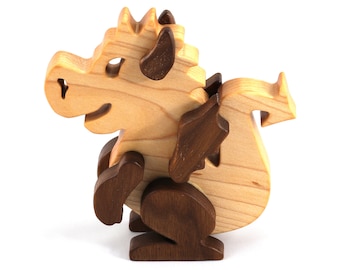 Wooden Baby Dragon Fantasy Animal Figurine Handmade From Select Hardwoods - Made To Order