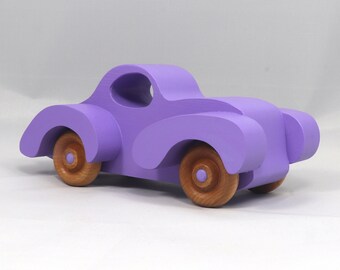 Handmade Wooden Toy Car: Purple Fat Fendered Coupe