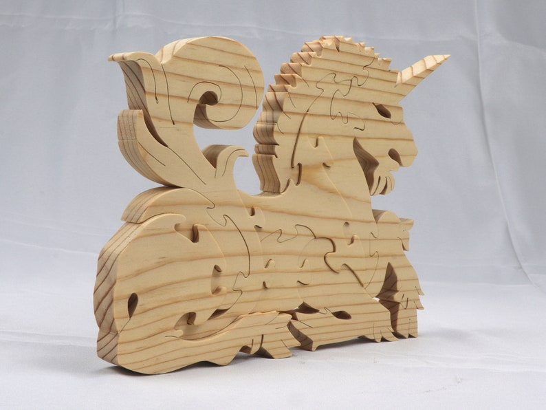 Handmade Wooden Unicorn Fantasy Animal Puzzle