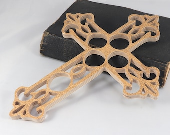 Wooden Cross: Victorian Style Fretwork Wall Art