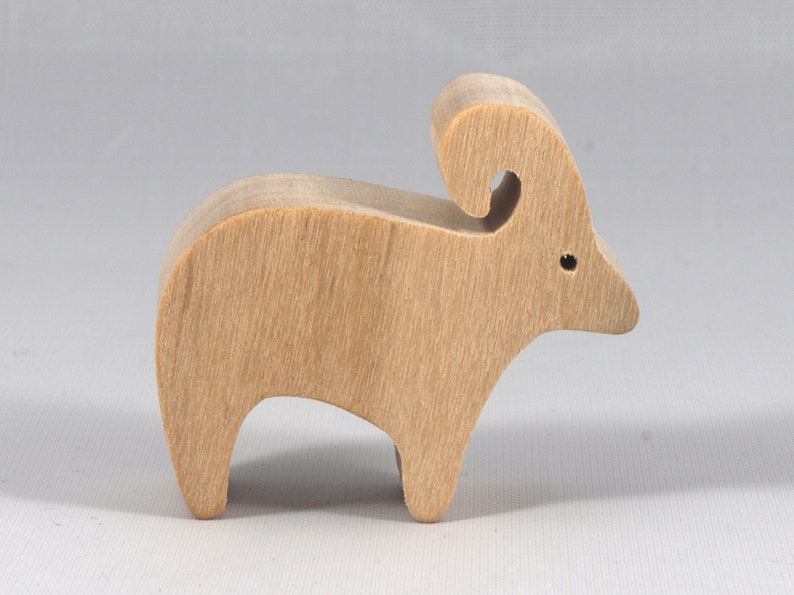 Handmade wooden toy ram sheep cutout unfinished, unpainted, freestanding, and stackable from my Itty Bitty Animal Collection