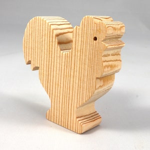 Wood Toy Rooster/Chicken Blank Cutout, Handmade, Unfinished, Unpainted, Paintable, and Ready to Paint From My Itty Bitty Animal Collection