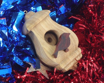 Wooden Miniature Birdhouse Ornament