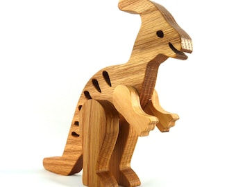 Wooden Dinosaur Figurine: Parasaurolophus