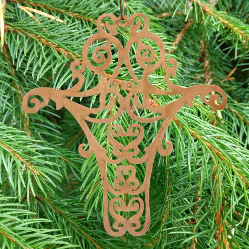Handmade Wooden Victorian Style Fretwork Cross Christmas Tree Ornament - Made In USA