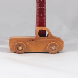 Handmade wooden toy pickup truck handmade from oak, poplar, and birch hardwoods with a satin polyurethane finish from my Play Pal Collection.