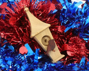 Wooden Miniature Birdhouse Ornament