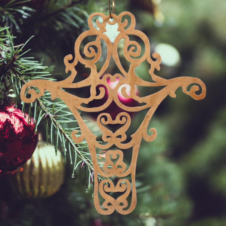 Handmade Wooden Victorian Style Fretwork Cross Christmas Tree Ornament - Made In USA