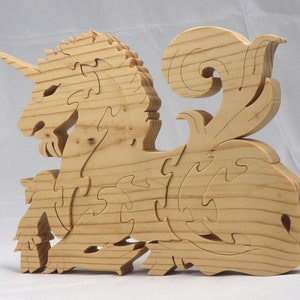 Wooden Unicorn Fantasy Animal Puzzle Handmade And Finished - Made to Order