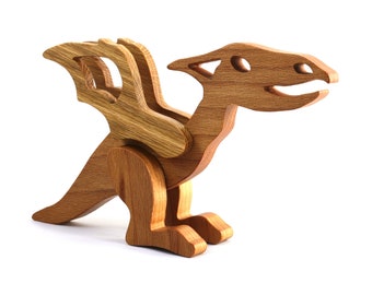 Handmade Wooden Dinosaur Figurine: Pterodactyl