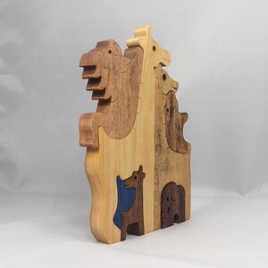 Safari Animal Puzzle, Handmade From Premium Hardwood Wood and Hand Finished, Free Standing, Standalone, and Stackable