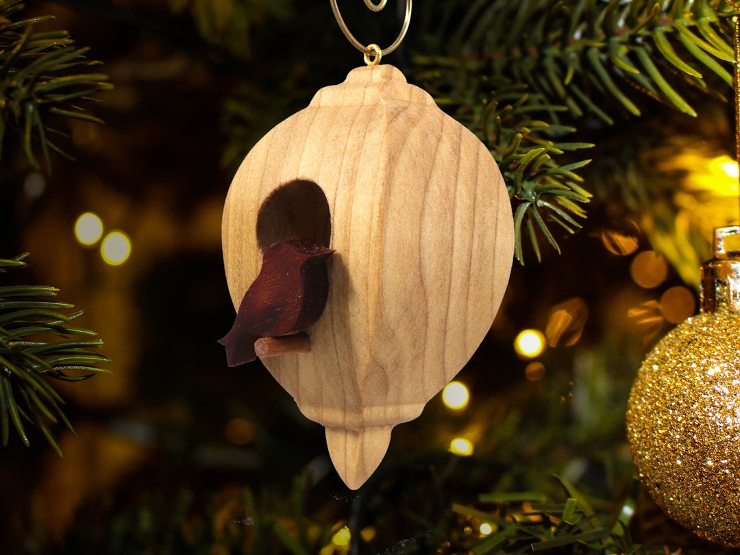 Wood Birdhouse Ornament Christmas Tree Decoration Handmade Collectable