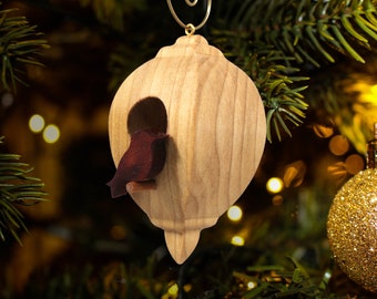 Wooden Miniature Birdhouse Ornament