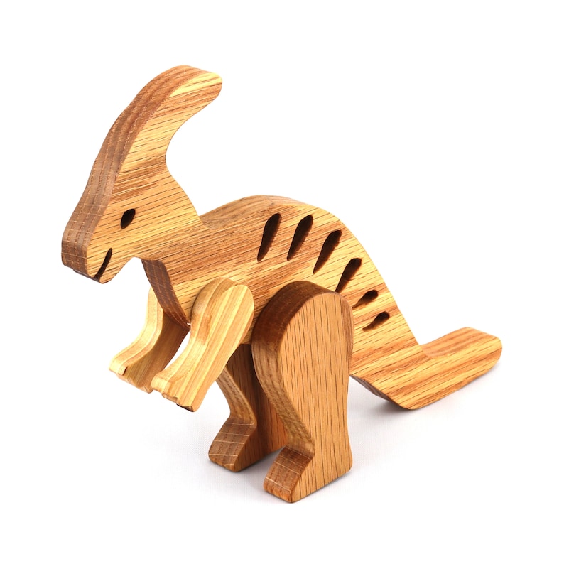 Handmade toy dinosaur figurine parasaurolophus hand finished and made from select grade hardwoods from my Buddies Dinos Collection