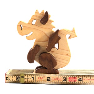 Wood Baby Dragon Fantasy Animal Figurine Handmade From Select Grade Hardwoods And Finished With Mineral Oil And Beeswax